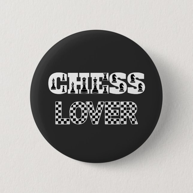 Chess Word White Letters Lover Board Pattern Button (Front)