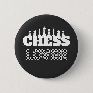 Chess Word White Pieces Lover Board Pattern Button