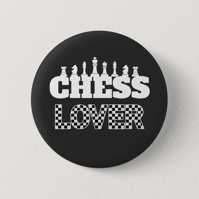 Chess Word White Pieces Lover Board Pattern Button (Front)