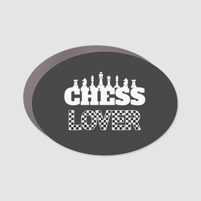 Chess Word White Pieces Lover Board Pattern Car Magnet (Front)