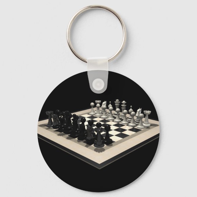 Chessboard and Chess Pieces: Keychain (Front)