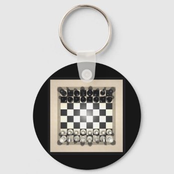 Chessboard And Chess Pieces: Keychains by spiritswitchboard at Zazzle