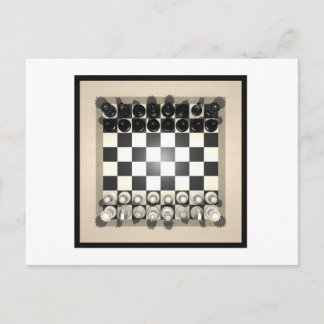 Chessboard and Chess Pieces: Postcard
