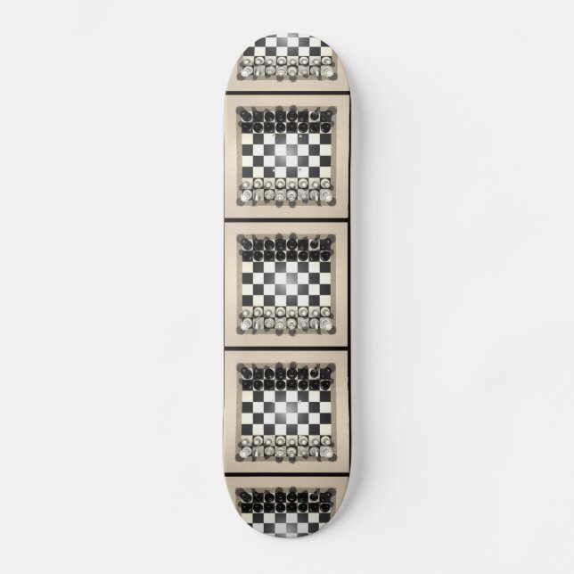 Chessboard and Chess Pieces: Skateboard Deck (Front)