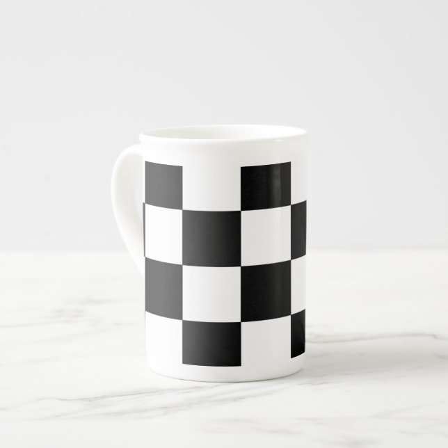 Chessboard Bone China Mug (Front Left)