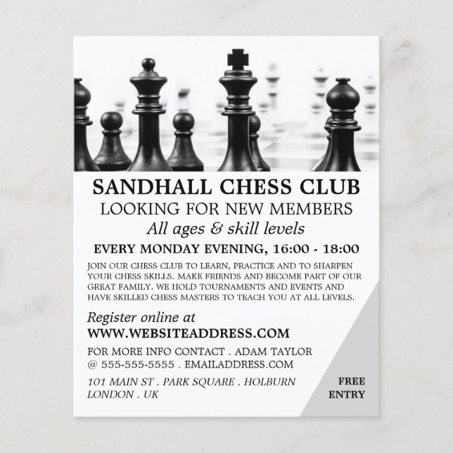 Chessboard, Chess Club Advertising Flyer (Front)