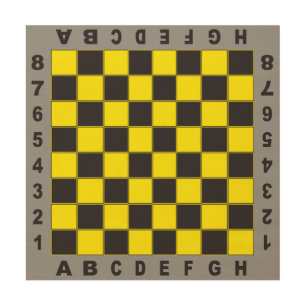 chessboard chess table competition yellow black wood wall art