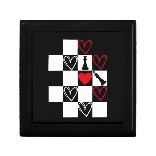 Chessboard Heart Valentines Day BW Gift Box