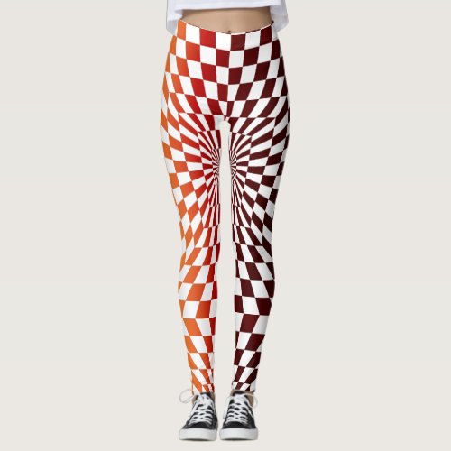 Chessboard Optical Illusion Geometric Artsy Style Leggings