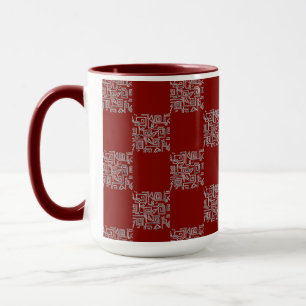 Chessboard pattern on a Burgundy background Mug