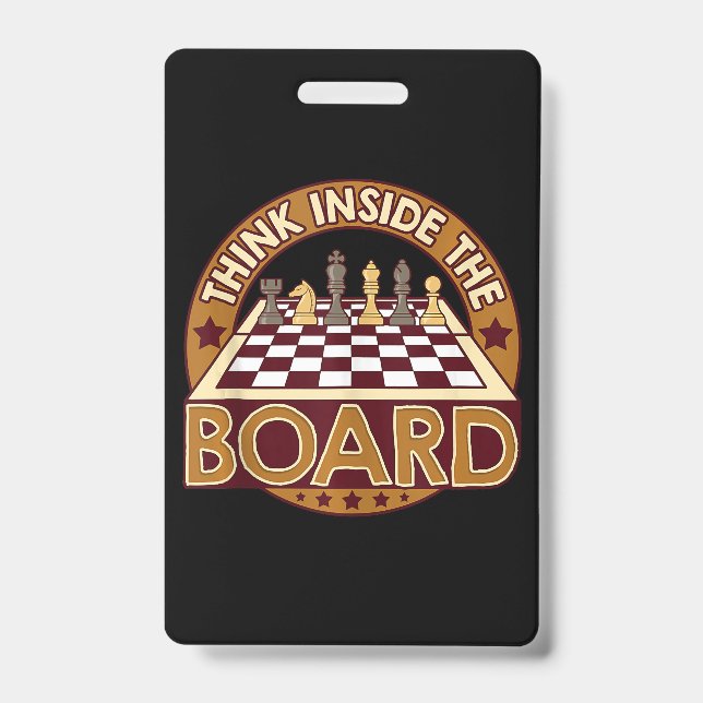 ChessBoard Quote Chess Player Thinking Game Board Badge (Front)
