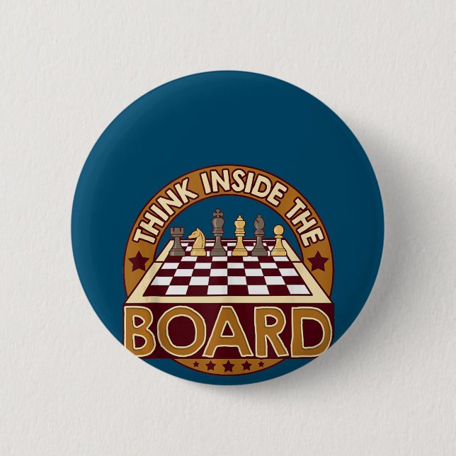 ChessBoard Quote Chess Player Thinking Game Board Button (Front)