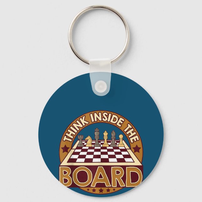 ChessBoard Quote Chess Player Thinking Game Board Keychain (Front)