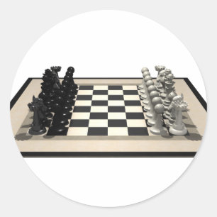 Chessboard with Chess Pieces: Classic Round Sticker