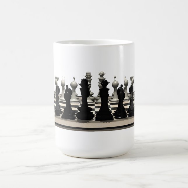 Chessboard with Chess Pieces: Coffee Mug (Center)