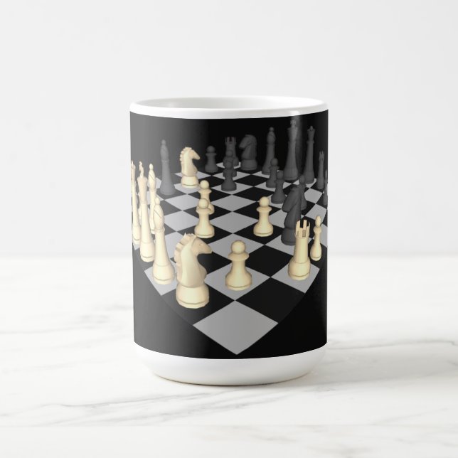 Chessboard with Chess Pieces - Custom Mug (Center)