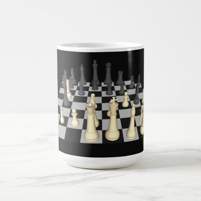 Chessboard with Chess Pieces - Custom Mug (Center)