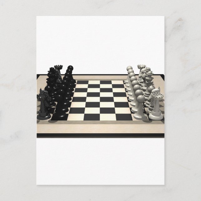 Chessboard with Chess Pieces: Postcard (Front)