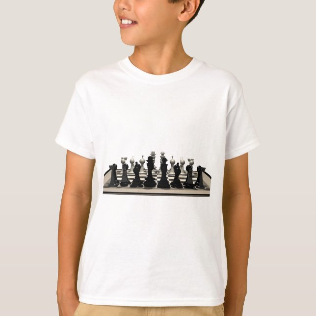 Chessboard with Chess Pieces: T-Shirt (Front)