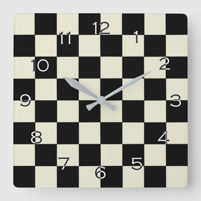 Chessboard with Inverted Numbers wccnt Square Wall Clock (Front)