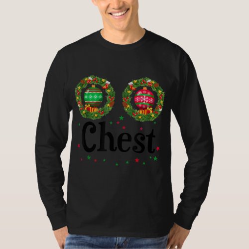 Chest Chestnuts Couple Costume Christmas Wreath T_Shirt