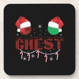 Chest Nuts Christmas Matching Christmas Couples Beverage Coaster