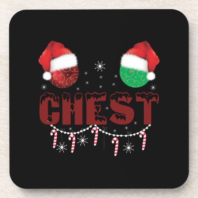 Chest Nuts Christmas Matching Christmas Couples  Beverage Coaster (Front)