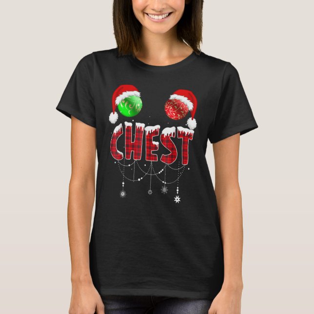 Chest Nuts Christmas   Matching Couple Chestnuts T-Shirt (Front)