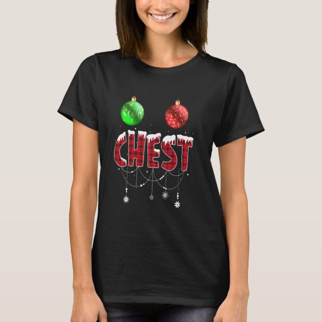Chest Nuts Christmas  Matching Couple Chestnuts T-Shirt (Front)
