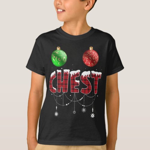 Chest Nuts Christmas Red Plaid Matching Couple Che T_Shirt