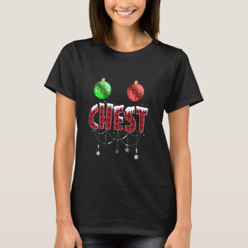 Chest Nuts Christmas Red Plaid Matching Couple Che T_Shirt