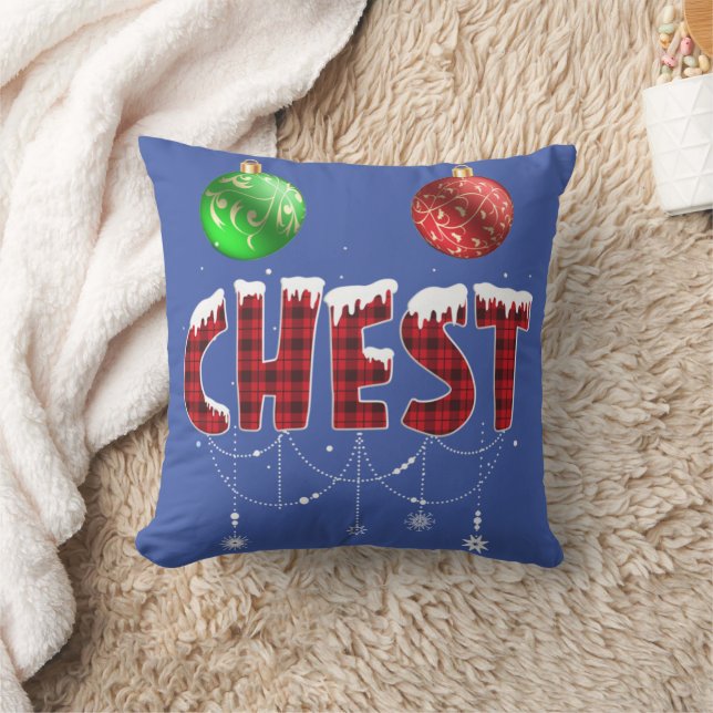 Chest Nuts Christmas Red Plaid Matching Couple Che Throw Pillow (Blanket)