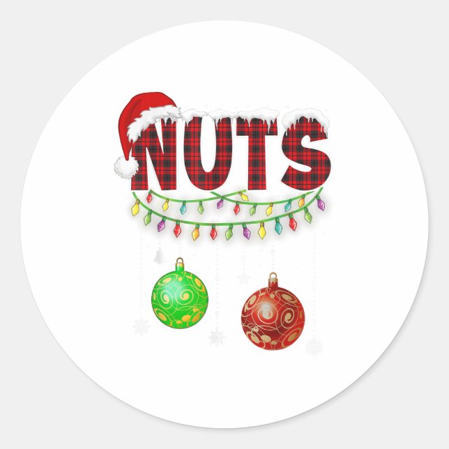 Chest Nuts Christmas T Shirt Matching Couple Chest Classic Round Sticker (Front)
