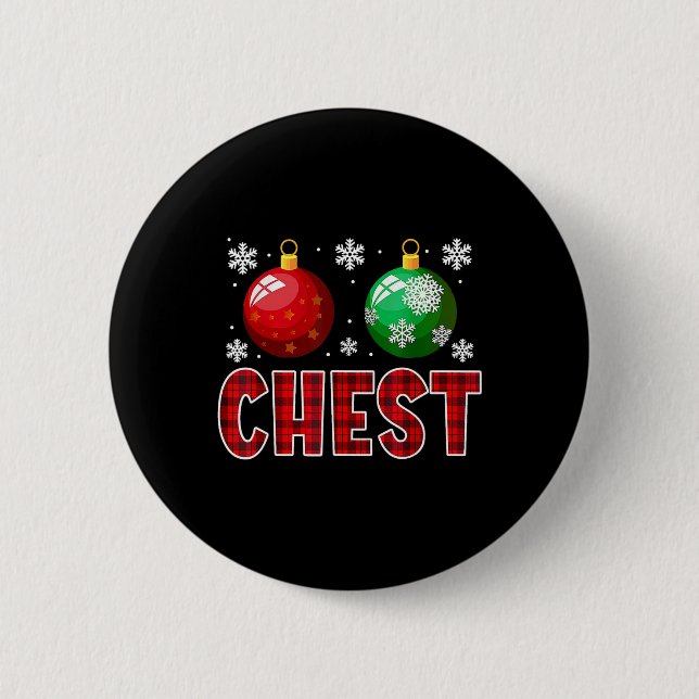 Chest Nuts Fun Matching Chestnuts Christmas Couple Button (Front)