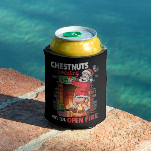 Chest Nuts Roasting Funny Naughty Santa Dirty Xmas Can Cooler