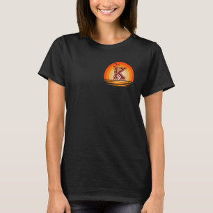 Chest Patch K Minimalist Vintage Retro Sunset T-Shirt