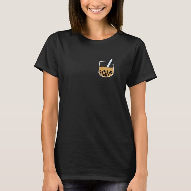 Chest Pocket Bubble Boba Tea T-Shirt (Front)