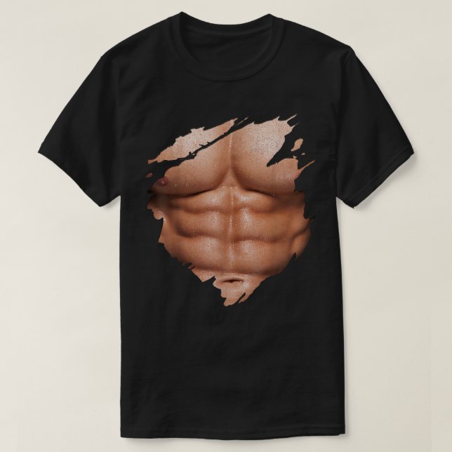 Chest Si Pack Abs Muscles Bodybuilder  T-Shirt (Design Front)