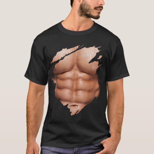 Chest Six Pack Abs Muscles Bodybuilder  T_Shirt