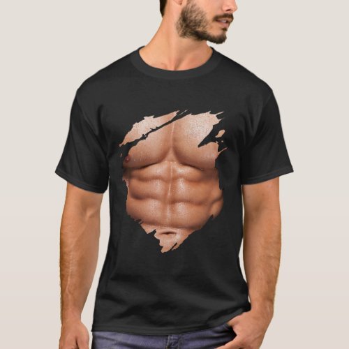 Chest Six Pack Abs Muscles Bodybuilder T_Shirt