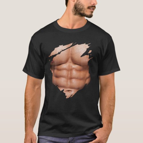 Chest Six Pack Abs Muscles Bodybuilder T_Shirt