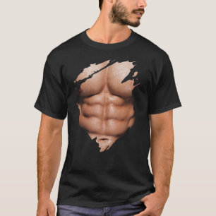 Chest Six Pack Abs Muscles T-Shirt Torn Shirt BEAC