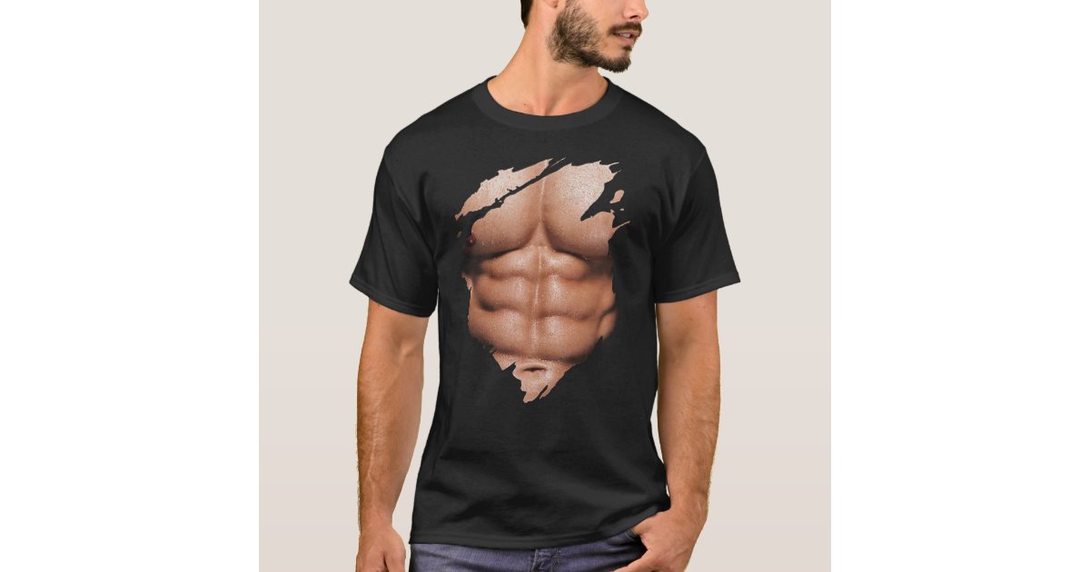  Muscle Bodybuilder Six Pack Abs Ripped T-Shirt Men