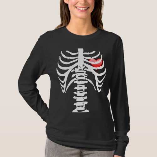 Chest X_Ray Red Heart with Bones T_Shirt