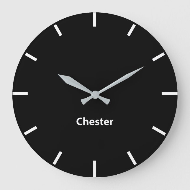 Chester Black Face Time Zone Newsroom Wall Large Clock (Front)