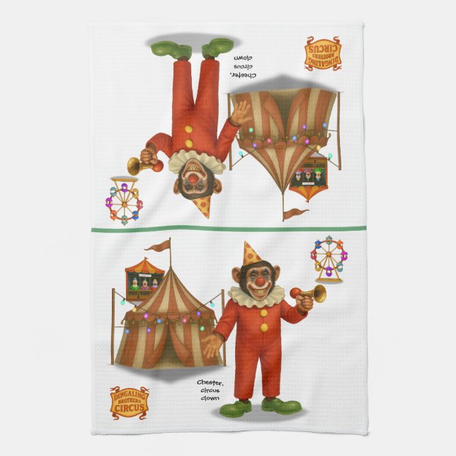 Chester, circus clown kitchen towel (Vertical)