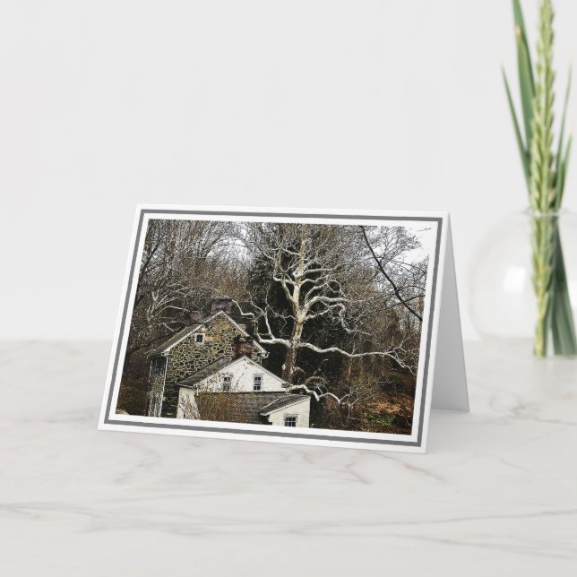 Chester County House with Sycamore Tree in Winter  Card (Front)