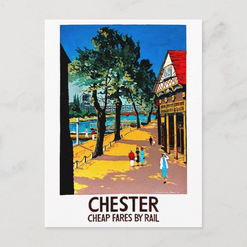 Chester England city dock railway station Postcard