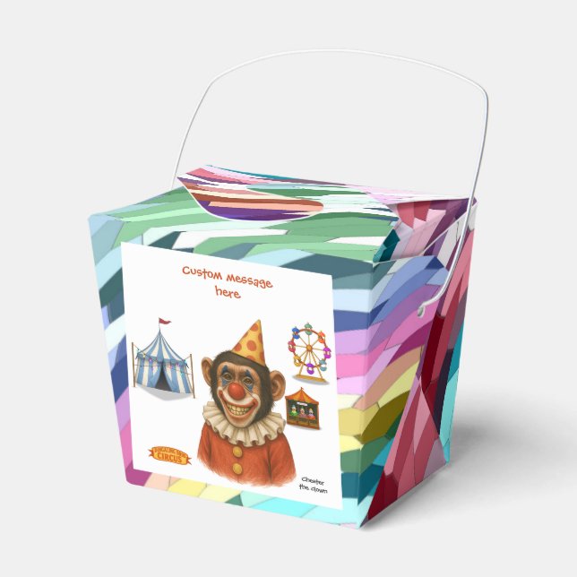 Chester the chimp clown favor boxes (Front Side)