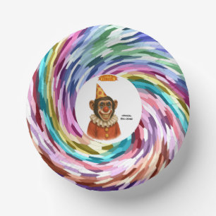 Chester the chimp clown paper bowls